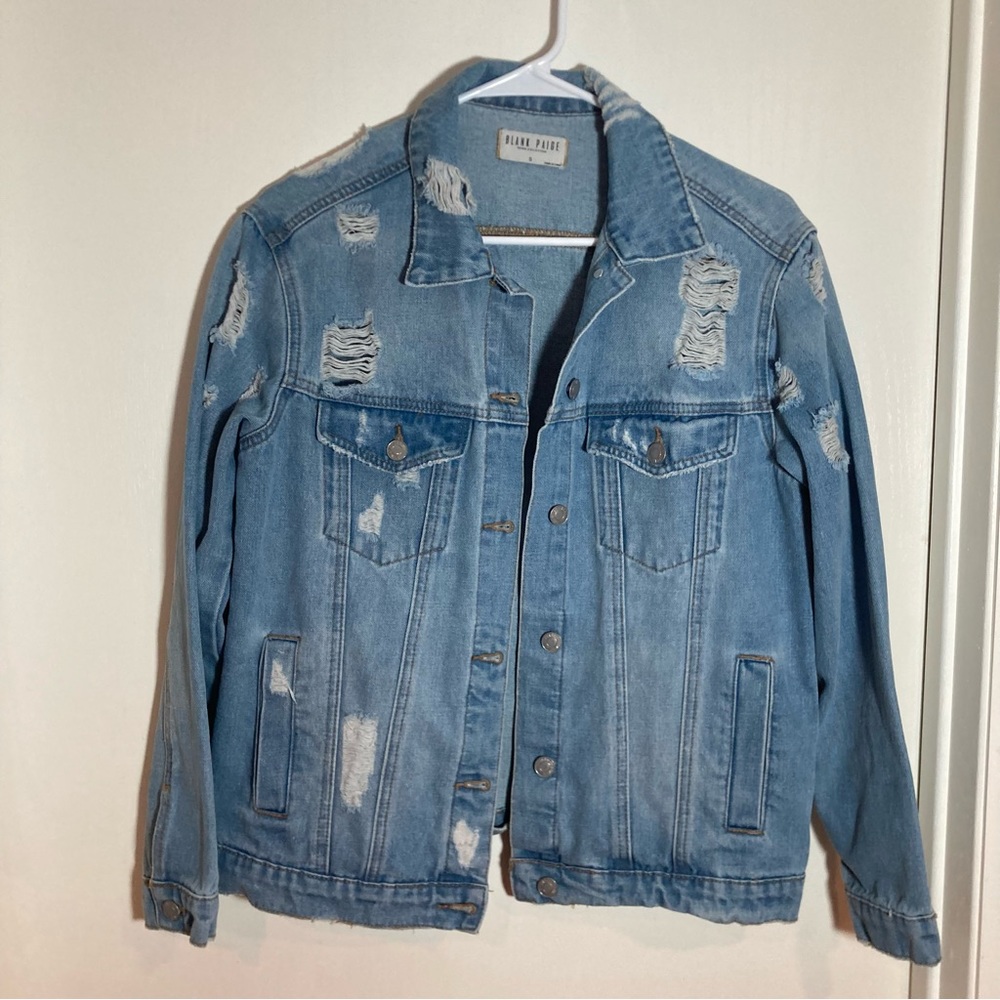 Blank Paige distressed jean denim jacket small‎